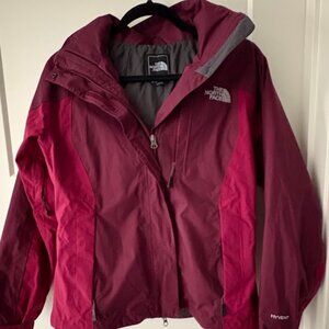 The North Face Burgundy Hyvent hooded Vented Rain snow jacket- SMALL